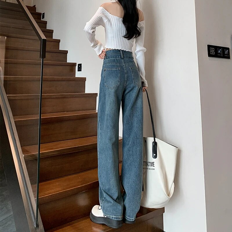 Talvebränd Naiste paks samet kõrge vöökoht laia säärega Teksad Puuvillane riietus Tänavarõivad Sirged teksapüksid soojad fliispüksid