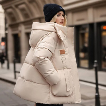 2023 Νέα Χειμερινά Παλτό Γυναικεία Πάρκα Γυναικεία Πουπουλένια Βαμβακερά Μπουφάν Πανωφόρι με κουκούλα Χοντρό ζεστό αντιανεμικό casual φοιτητικό παλτό