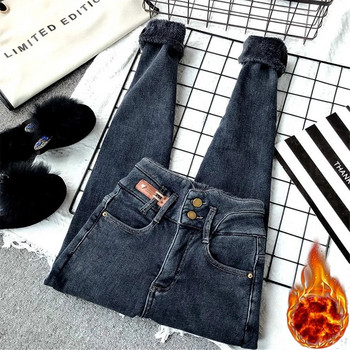 Plus Velvet Thicken Winter Warm Jeans Γυναικεία Ψηλόμεση Slim 90s Vintage Harajuku Denim Παντελόνι Casual Low Rise Kpop Denim Παντελόνι