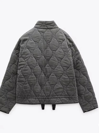Βαμβακερό παλτό από μασίφ κορδόνι για γυναίκες Μόδα μακρυμάνικο μπουφάν τσέπης με φερμουάρ 2023 Φθινόπωρο Χειμώνας Νέο Γυναικείο Ζεστό Εξωτερικό Ενδύματα
