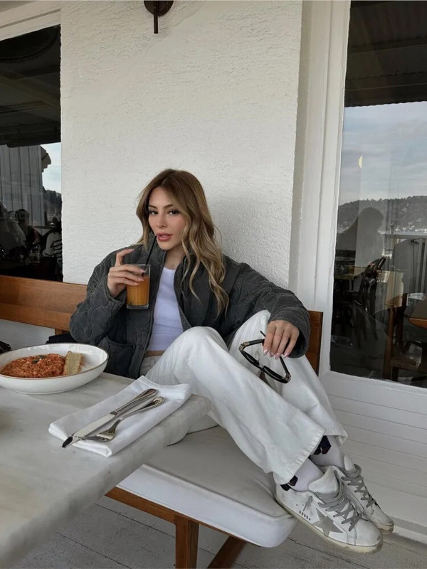 Tugev nööriga puuvillane mantel naistele moodne pikkade varrukatega lukuga taskujope 2023 sügis-talv uus naiste soe ülerõivas