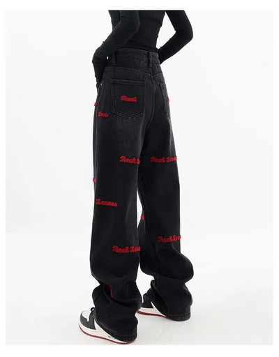 Proljetne i jesenske ravne traperice veće veličine za žene široke široke traperice uskog struka za brisanje poda široke nogavice