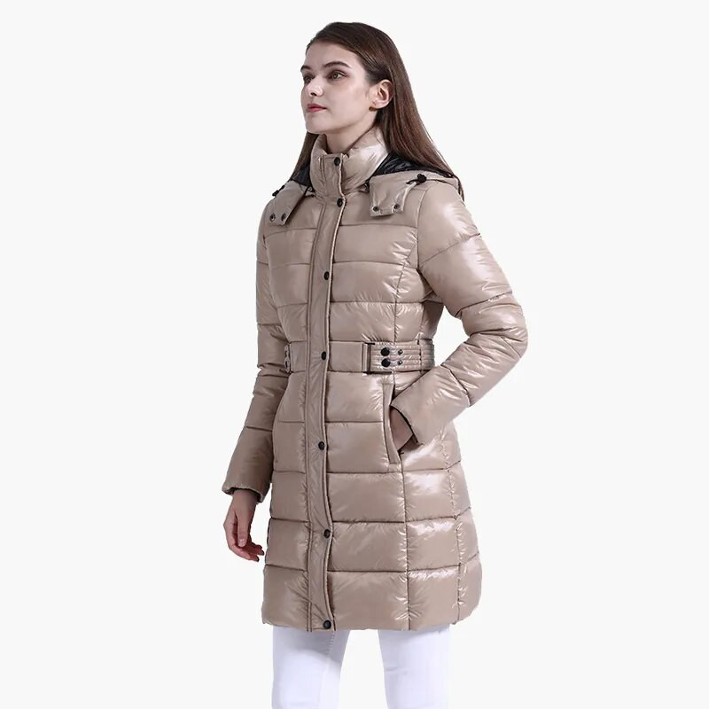 SANTELON Winter Winter Winter Soe Parkas Kapuutsiga Pikad Paksud Pufferjoped naistele Mood Mantlid Vabaaja veekindlad ülerõivad