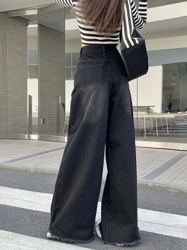 Hot Girl Baggy Jeans Femenina Y2k Street vintage, mosva, hogy Old Fried, egyenes, széles szárú farmernadrág női