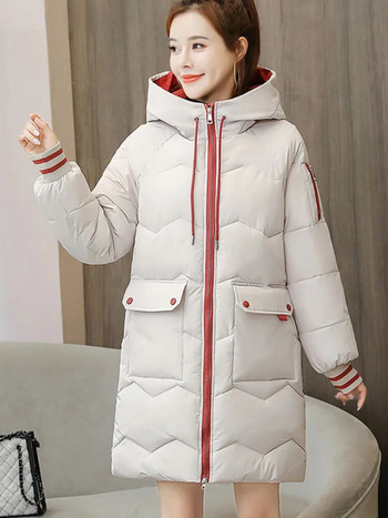 Χειμερινό γυναικείο μπουφάν Μακριά πάρκα Χοντρά ζεστά μπουφάν Αντιανεμικό casual παλτό Γυναικείο πουπουλένιο βαμβακερό Snow Wear με επένδυση Parka