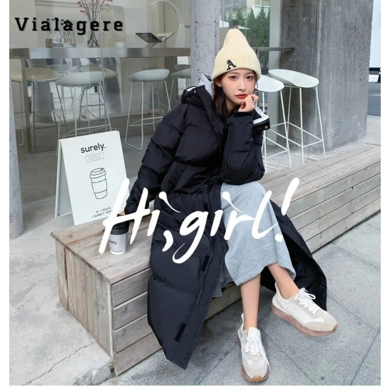 Ženske ležerne osnovne parke s jednim kopčanjem super dugih rukava 2023. Zimska prevelika jakna od gornje odjeće Modni topli jednobojni kaput