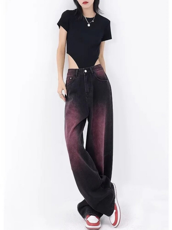 Rudens džinsai Moteriškos mados literatūrinės tendencijos Laisvai išplauti jaunimo mada High Street Harajuku moteriški džinsai