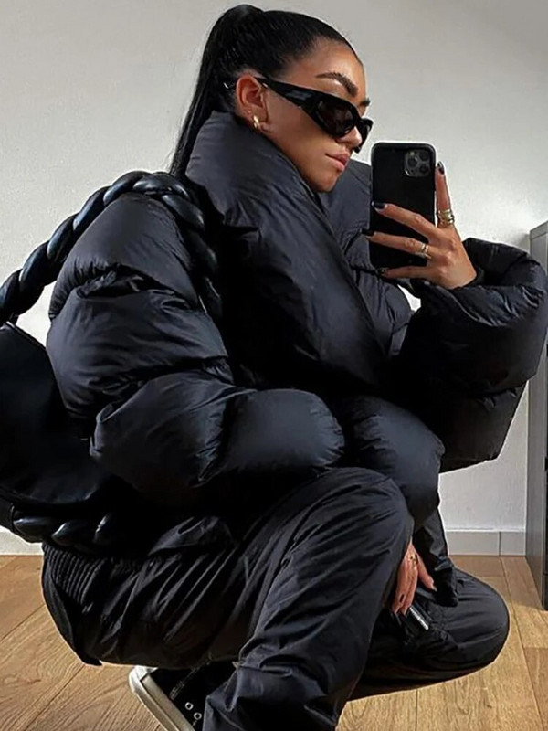 Rasprodaja Zimski šal Ovratnik Kratke jakne Ženske široke mjehuraste pamučne ulične kapute Ženska gornja odjeća s patentnim zatvaračem Ležerna majica