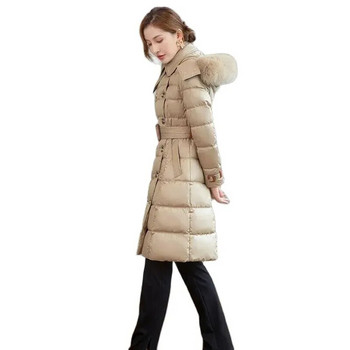 2023 Νέο πουπουλένιο βαμβακερό παλτό Γυναικείο μεσαίο βαμβακερό παλτό με λεπτή εφαρμογή μόδας