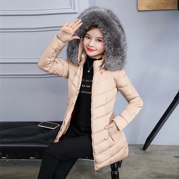 2022 Νέο με μακριά κουκούλα Parka Faux Fur Χοντρό ζεστό χειμωνιάτικο μπουφάν Γυναικείο Casual Slim Μεγάλες τσέπες Γυναικείο μακρύ παλτό Parka