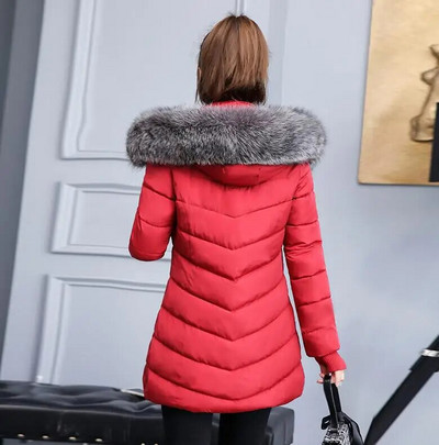 2022 Νέο με μακριά κουκούλα Parka Faux Fur Χοντρό ζεστό χειμωνιάτικο μπουφάν Γυναικείο Casual Slim Μεγάλες τσέπες Γυναικείο μακρύ παλτό Parka