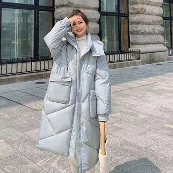 Winter Long Parka για Γυναικεία 2023 Νέα Μόδα Φαρδιά Γυναικεία Μπουφάν μέχρι το γόνατο Γυναικείο παλτό με χοντρή κουκούλα και ζεστό παλτό