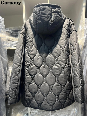 Garaouy 2023 Χειμώνας, Μακριά Γυναικεία Βαμβακερά Ρούχα Μπουφάν με κουκούλα με φερμουάρ Parka Ελαφρύ ζεστό παλτό τσέπης Γυναικεία casual φαρδιά ρούχα