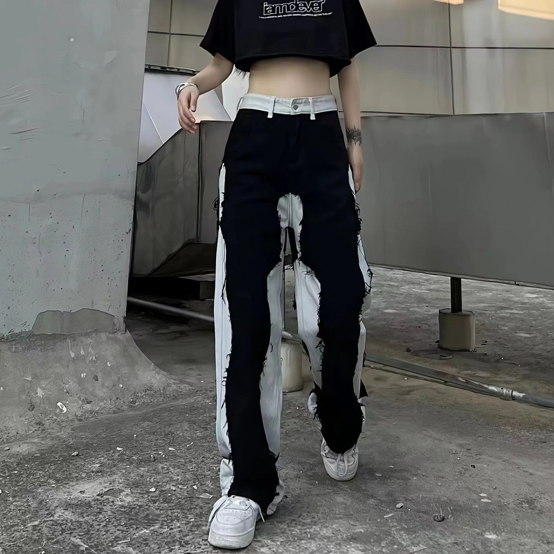 Oversize Ins Black Jeans Women Summer Harajuku Y2k Streetwear aukštu juosmeniu vintažinis tiesios plačios kojos All Match Baggy laisvalaikio kelnės