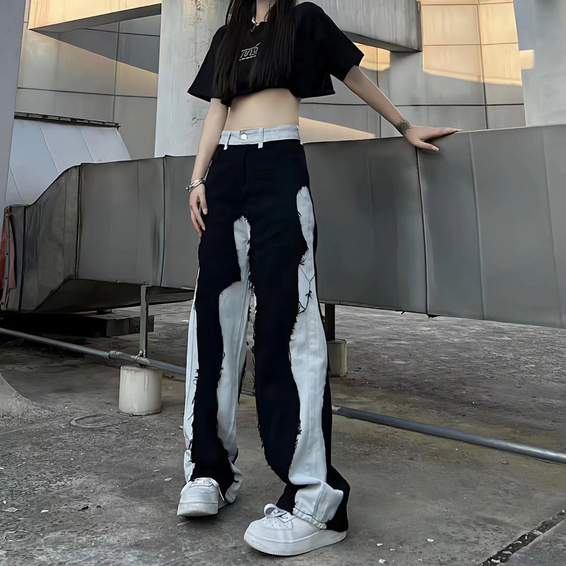 Oversize Ins Black Jeans Women Summer Harajuku Y2k Streetwear aukštu juosmeniu vintažinis tiesios plačios kojos All Match Baggy laisvalaikio kelnės