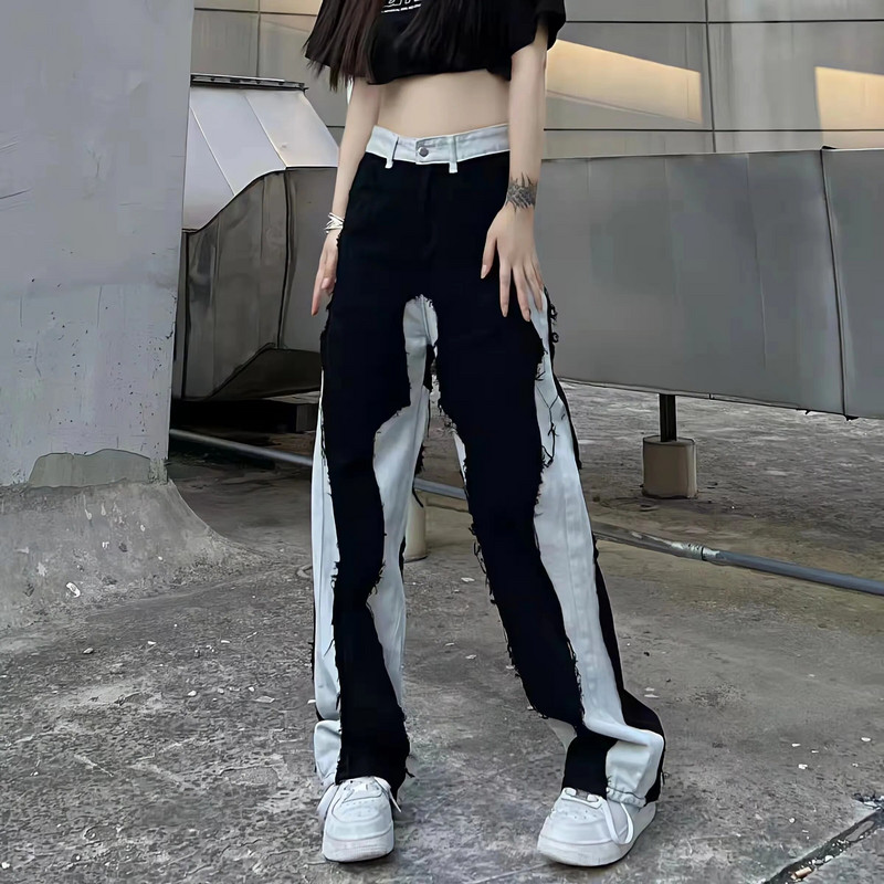 Oversize Ins Black Jeans Women Summer Harajuku Y2k Streetwear aukštu juosmeniu vintažinis tiesios plačios kojos All Match Baggy laisvalaikio kelnės