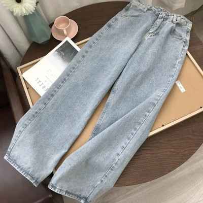 Naiste mood Teksad Tänavarõivad Kõrge vöökohaga Naised Tüdrukud Naiste Laia säärega püksid Püksid Naine Jean Naine Denim Baggy Mom Teksad