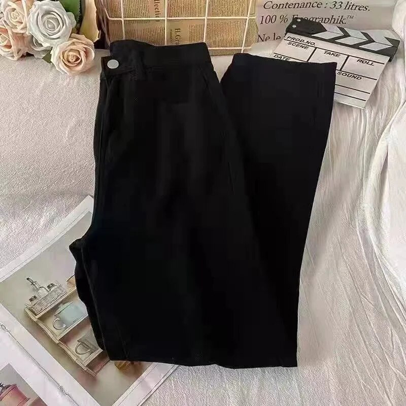 Naiste mood Teksad Tänavarõivad Kõrge vöökohaga Naised Tüdrukud Naiste Laia säärega püksid Püksid Naine Jean Naine Denim Baggy Mom Teksad