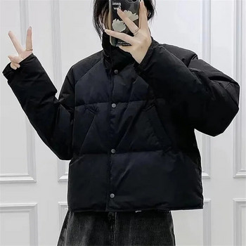 Χειμώνας 2023 Ζεστό κοντό σακάκι Γυναικεία πάρκα Κορεάτικη μόδα Χαλαρό μακρυμάνικο παλτό Γυναικεία casual streetwear Βαμβακερά γυναικεία ρούχα