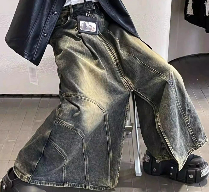 High street isprane otrcane traperice vintage cool mop culottes hlače labave chic niche hlače širokih nogavica Američke Y2K streetwear hlače