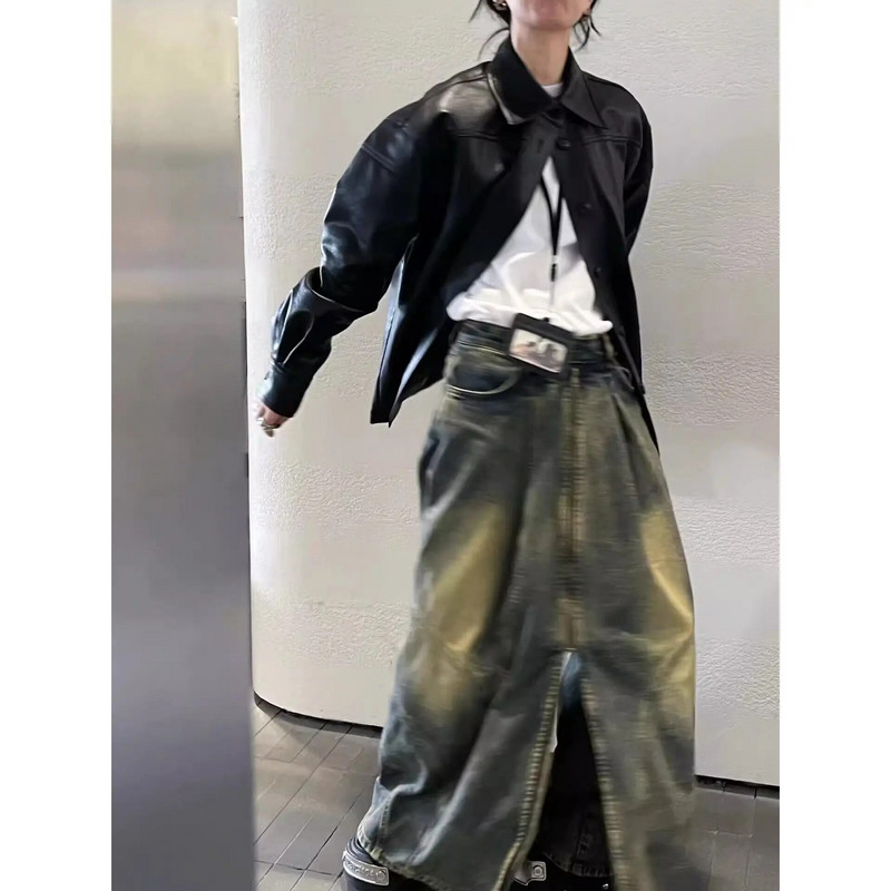 High street isprane otrcane traperice vintage cool mop culottes hlače labave chic niche hlače širokih nogavica Američke Y2K streetwear hlače