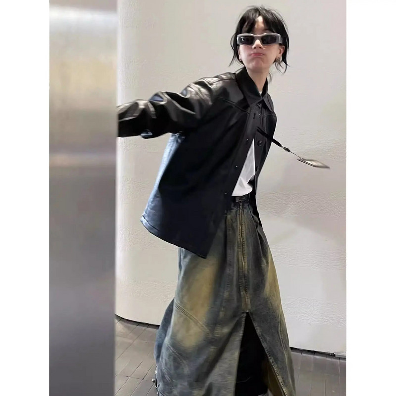 High street isprane otrcane traperice vintage cool mop culottes hlače labave chic niche hlače širokih nogavica Američke Y2K streetwear hlače