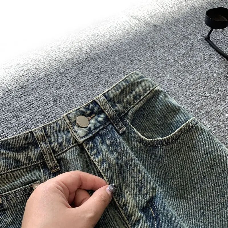 Cross Patch kõrge vöökohaga teksad Naiste Ameerika vintage mood sirge säärega teksad Harajuku stiilis lahtised laiad püksid Y2k püksid