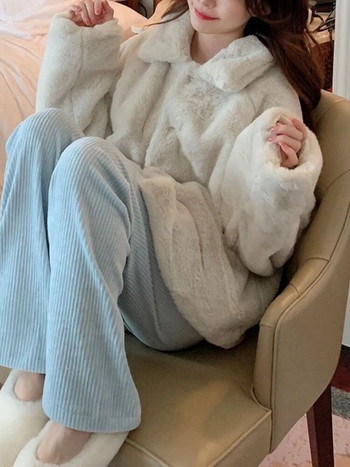 Зимни паркове от агнешка вълна Дамско двустранно облекло Дебело палто от полар Дамско корейско модно сладко едноредно яке в преппи стил
