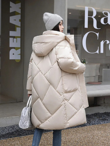 Vielleicht 2023 Снежно облекло Ново масивно зимно палто за жени Топло ежедневно свободно зимно дамско яке с качулка Дълги паркове