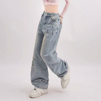 Y2K Streetwear Jeans Γυναικεία Vintage ταλαιπωρημένα μπλε φαρδιά τζιν παντελόνια Leisure ίσια φαρδιά παντελόνια σφουγγαρίσματος κορεατικού στιλ