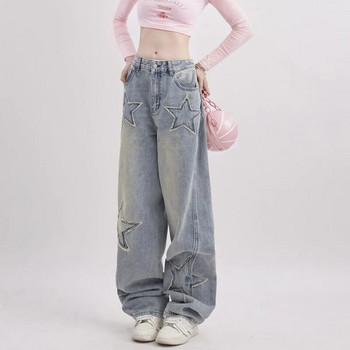 Y2K Streetwear Jeans Γυναικεία Vintage ταλαιπωρημένα μπλε φαρδιά τζιν παντελόνια Leisure ίσια φαρδιά παντελόνια σφουγγαρίσματος κορεατικού στιλ