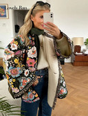 Sügistrükiga mantel naiste pikkade varrukatega puuvillane elegantne jakk lahtine talvine vabaaja mood Daami tänavarõivad paksud värvilised parkad