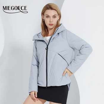 MIEGOFCE 2023 Άνοιξη Φθινόπωρο Άνετο κοντό γυναικείο μπουφάν με κουκούλα Γυναικείο Parka αντιανεμικό παλτό ζεστά βαμβακερά ρούχα C22123