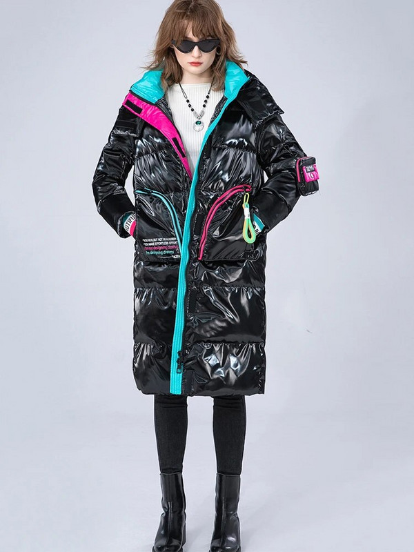 2023. aasta uus talvine naiste valge pardi sulekraega sulejope Läikiv avara kapuutsiga jope Parka naiste talvine soe sulejope