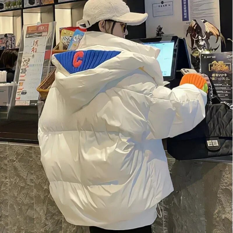 Xsjpzh πουπουλένιο βαμβακερό παλτό Χειμερινό τζάκετ Γυναικείο φαρδύ κουκούλα πάρκα μόδας Ζεστά ρούχα Tideway Πανωφόρι Ευέλικτο 2023 Νέες γυναίκες