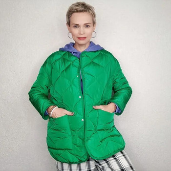 Γυναικεία μπουφάν Parkas Bomber Coat Πράσινα outwear Casual Loose Outerwear Μασίφ μακρύ μανίκι Κομψό Streetwear Vintage Jacket TRF