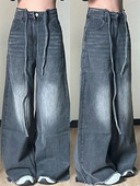 Vintage traperice Ženske hlače širokih nogavica Prevelike Y2K široke crne traper hlače visokog struka Ženske korejske ulične ležerne traperice