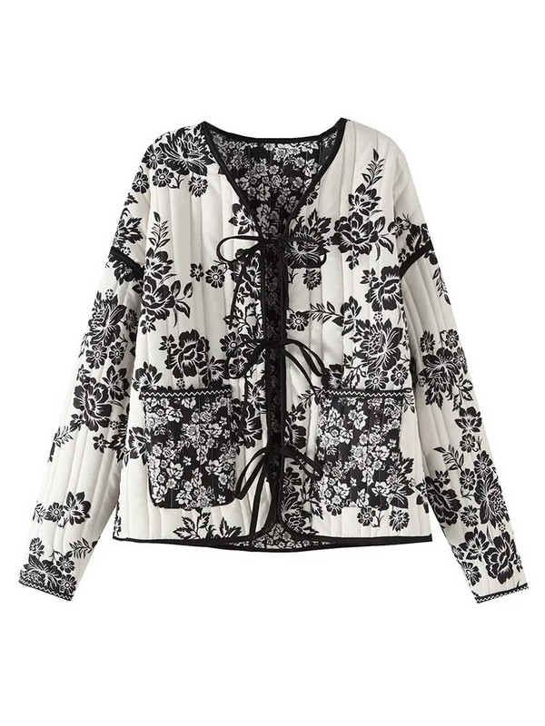 Moetrükiga ümberpööratav puuvillane jakk, naiste 2023. aasta pikkade varrukatega sügistalvejoped Naiste vintage pitsilised taskud Naiste mantel