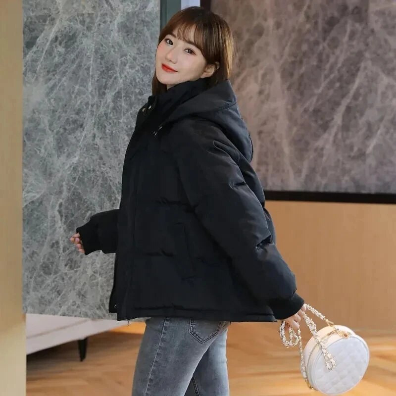 2023 m. Nauji žiemos parkai moteriški medvilniniai paminkštinti švarkai Laisvalaikio storo šilto palto su gobtuvu užtrauktukai laisvi moteriški viršutiniai drabužiai