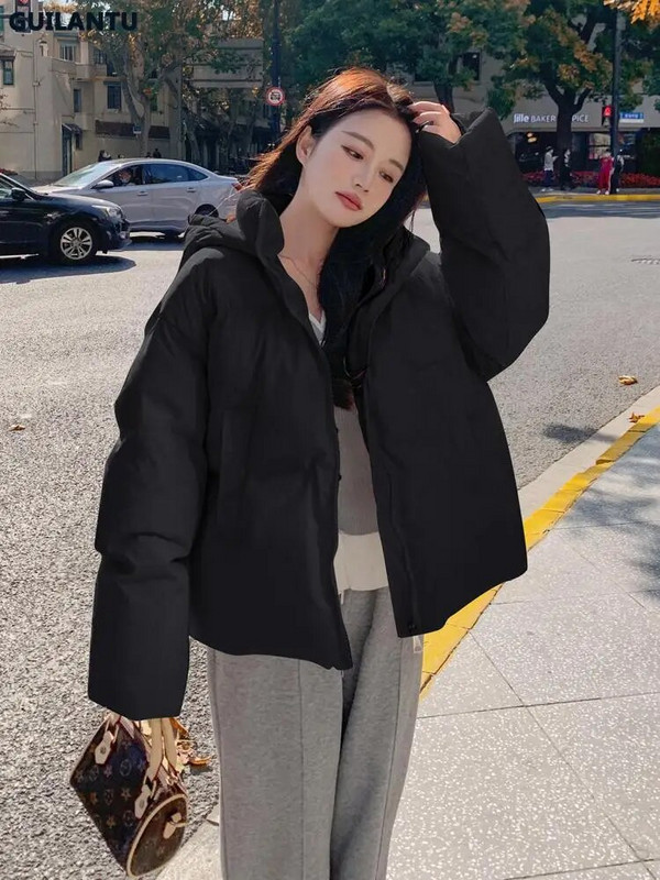 2023. aasta sügistalvine puhvis mantel naiste paksust puuvillast polsterdatud jope Naiste moodne kapuutsiga vabaaja vaba parkidega naine