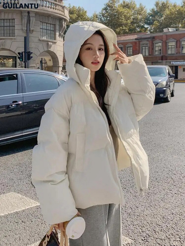 2023. aasta sügistalvine puhvis mantel naiste paksust puuvillast polsterdatud jope Naiste moodne kapuutsiga vabaaja vaba parkidega naine