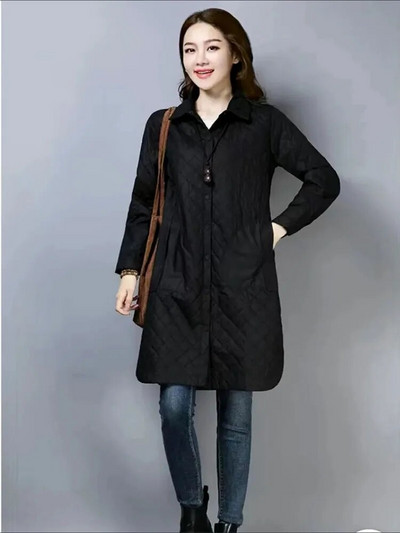 Casual, μεσαίου μήκους, ελαφριά μπουφάν παρκά μεγάλου μεγέθους Γυναικεία παλτό με βαμβάκι με επένδυση Loose Windbreak Casacos Φθινοπωρινά Chaquetas