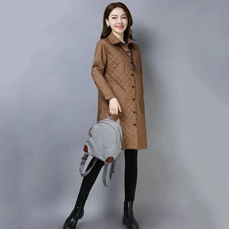 Casual, μεσαίου μήκους, ελαφριά μπουφάν παρκά μεγάλου μεγέθους Γυναικεία παλτό με βαμβάκι με επένδυση Loose Windbreak Casacos Φθινοπωρινά Chaquetas