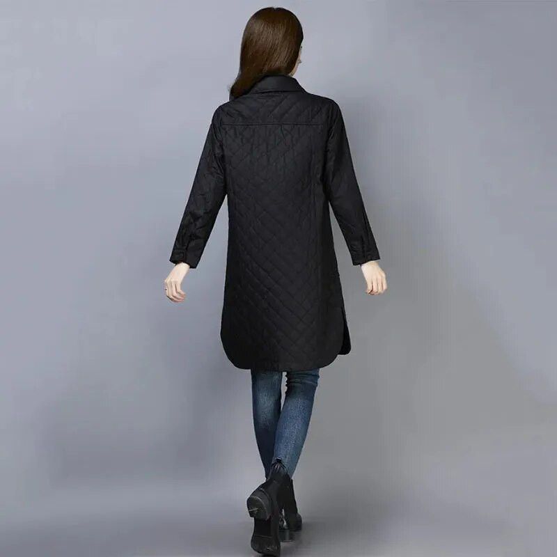 Casual, μεσαίου μήκους, ελαφριά μπουφάν παρκά μεγάλου μεγέθους Γυναικεία παλτό με βαμβάκι με επένδυση Loose Windbreak Casacos Φθινοπωρινά Chaquetas