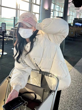 Κορεάτικο διαμαντένιο γυναικείο μπουφάν με βαμβάκι χωρίς γιακά Ελαφρύ ζεστό πάρκο φθινοπώρου, χειμερινό παντός αγώνα Δημοφιλή γυναικεία εξωτερικά ενδύματα