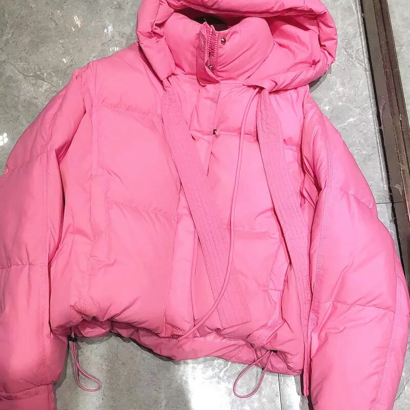 2023 Φθινόπωρο Χειμώνας Λευκή πάπια πουπουλένια γυναικεία μπουφάν με φαρδιά μπουφάν με κουκούλα Snow Parka Χοντρό πανωφόρι μπουφάν