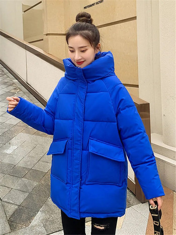 Βαμβακερό γυναικείο παλτό χειμώνας 2023 Νέα μόδα σακάκι με κουκούλα σε πάρκα με κουκούλα Κορεάτικο Ρούχα με χοντρό ζεστό παλτό