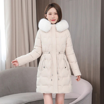 Νέο χειμωνιάτικο βαμβακερό μπουφάν για γυναίκες με κουκούλα Μακρύ γυναικείο χειμερινό παλτό Χοντρό μπουφάν Parka γιακά με γούνα Μασίφ ανθεκτικά στο κρύο παλτό