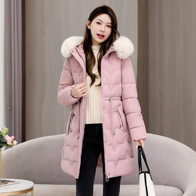 Nova zimska pamučna jakna s kapuljačom za žene, dugi ženski zimski kaput, debela jakna, parka, krzneni ovratnik, čvrsti kaputi otporni na hladnoću