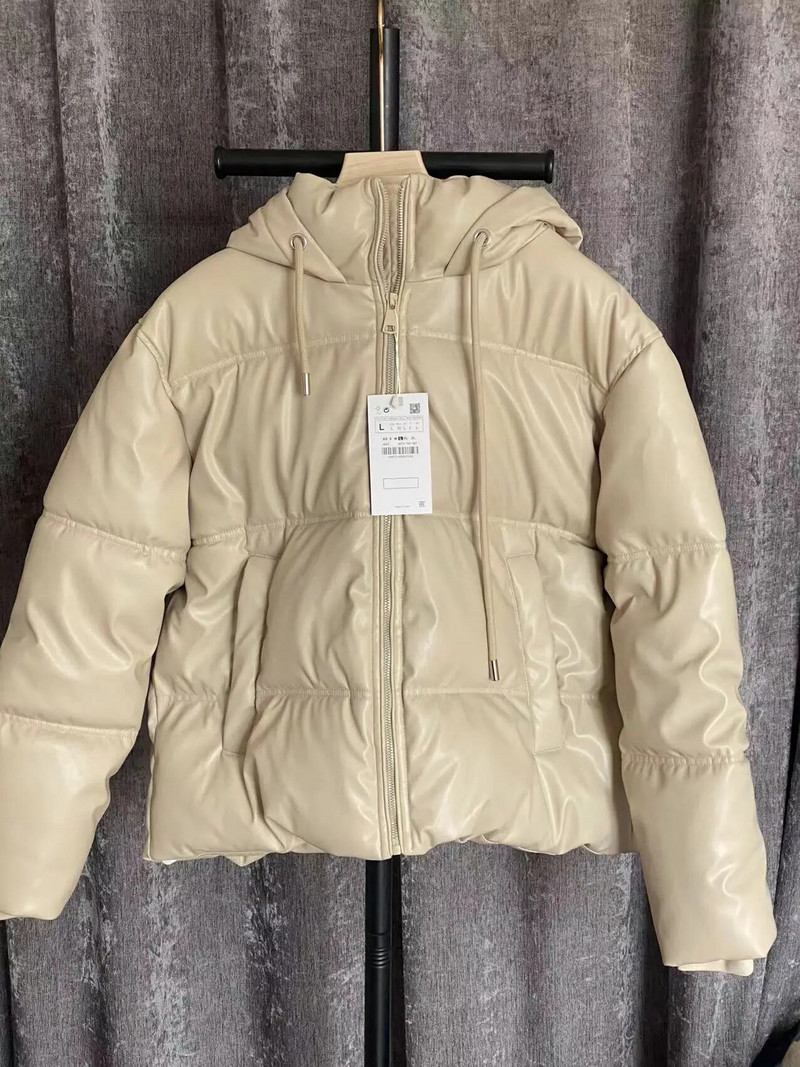 Rudens ir žiemos nauji moteriški drabužiai europietiška ir amerikietiška gatvės stiliaus dirbtinės odos trumpa medvilninė striukė su gobtuvu